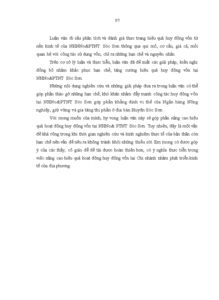 image for page Giải pháp nâng cao hiệu quả huy động vốn tại  NHNo&PTNT Sóc Sơn