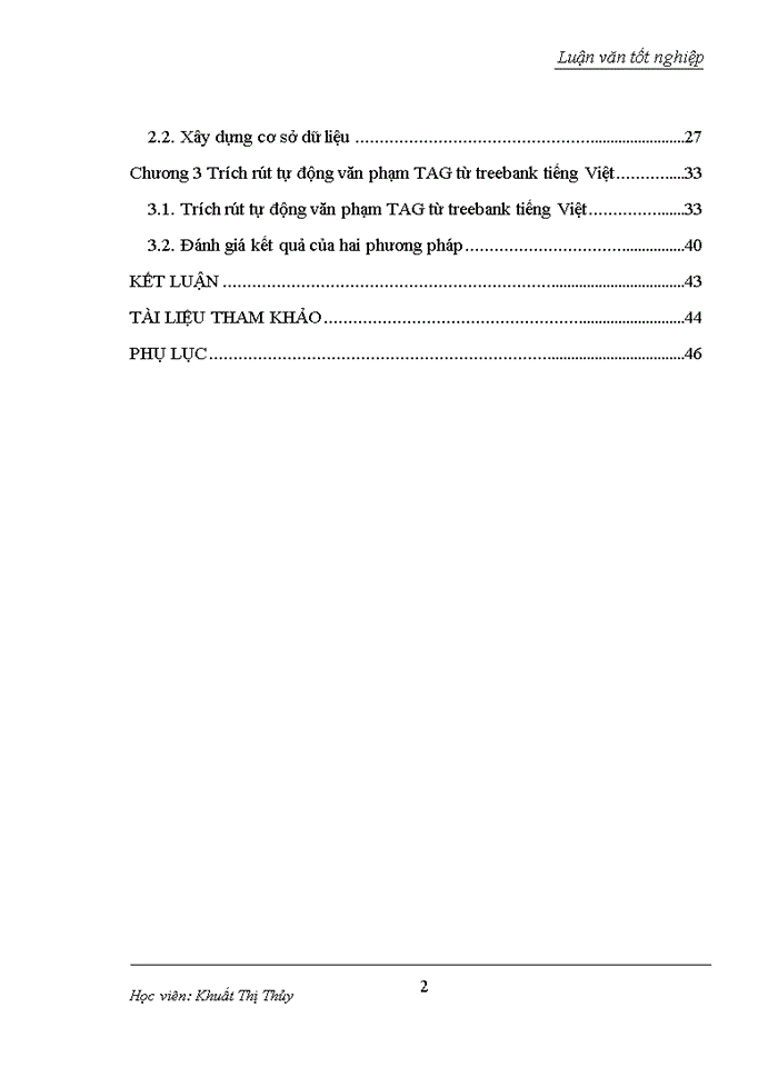 image for page Xây dựng cơ sở dữ liệu cho phân tích cú pháp tiếng việt với hệ hình thức văn phạm TAG
