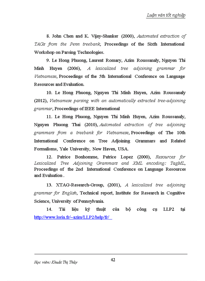image for page Xây dựng cơ sở dữ liệu cho phân tích cú pháp tiếng việt với hệ hình thức văn phạm TAG