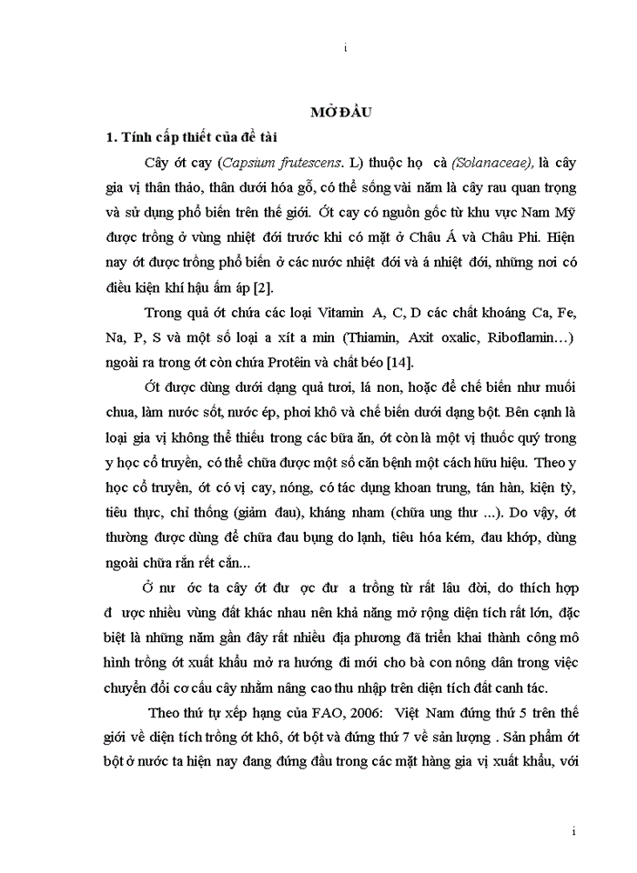 image for page Nghiên cứu đặc điểm nông sinh học của một số giống ớt cay (Capsium annuum L.) phục vụ xuất khẩu cho vùng duyên hải nam trung bộ