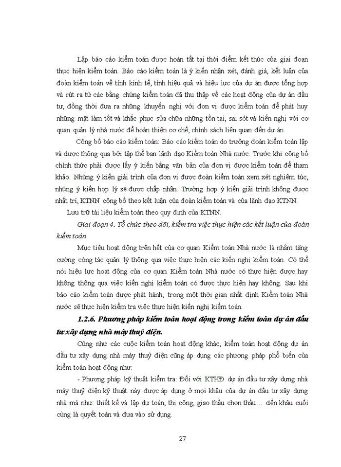 image for page Vận dụng kiểm toán hoạt động vào kiểm toán đầu tư xây dựng nhà máy thuỷ điện do kiểm toán nhà nước thực hiện