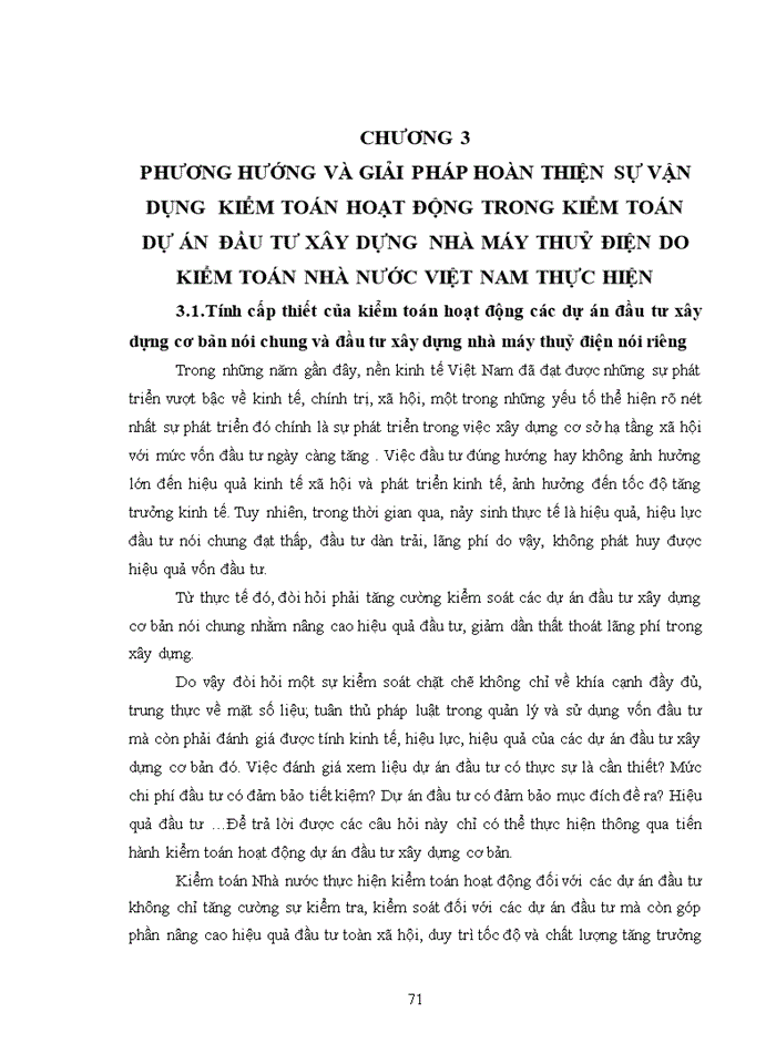 image for page Vận dụng kiểm toán hoạt động vào kiểm toán đầu tư xây dựng nhà máy thuỷ điện do kiểm toán nhà nước thực hiện