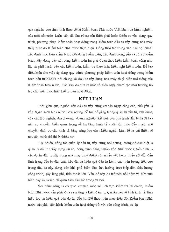 image for page Vận dụng kiểm toán hoạt động vào kiểm toán đầu tư xây dựng nhà máy thuỷ điện do kiểm toán nhà nước thực hiện