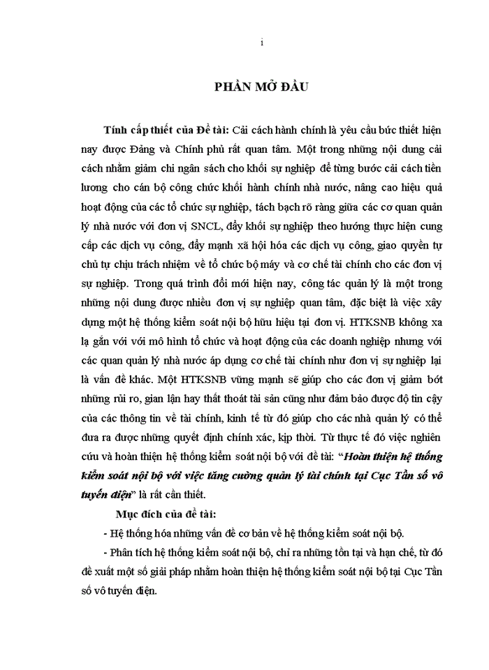 image for page Hoàn thiện hệ thống kiểm soát nội bộ với việc tăng cường quản lý tài chính tại Cục Tần số vô tuyến điện