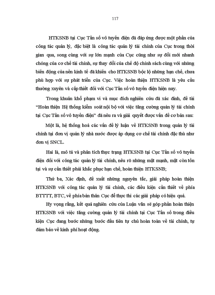 image for page Hoàn thiện hệ thống kiểm soát nội bộ với việc tăng cường quản lý tài chính tại Cục Tần số vô tuyến điện