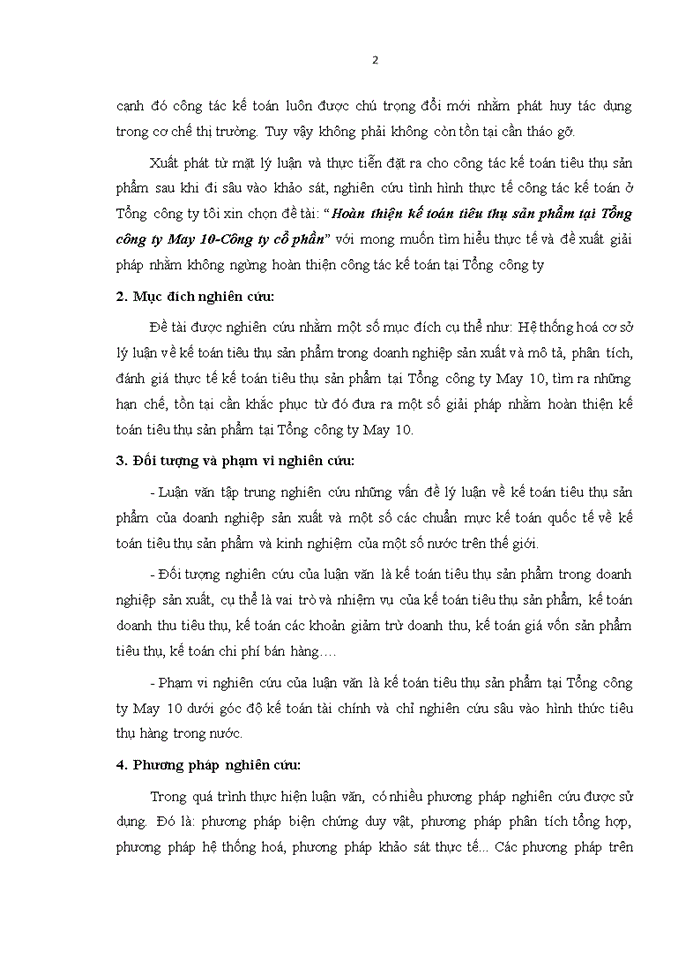 Hoàn thiện kế toán tiêu thụ sản phẩm tại Tổng công ty May 10-Công ty cổ phần