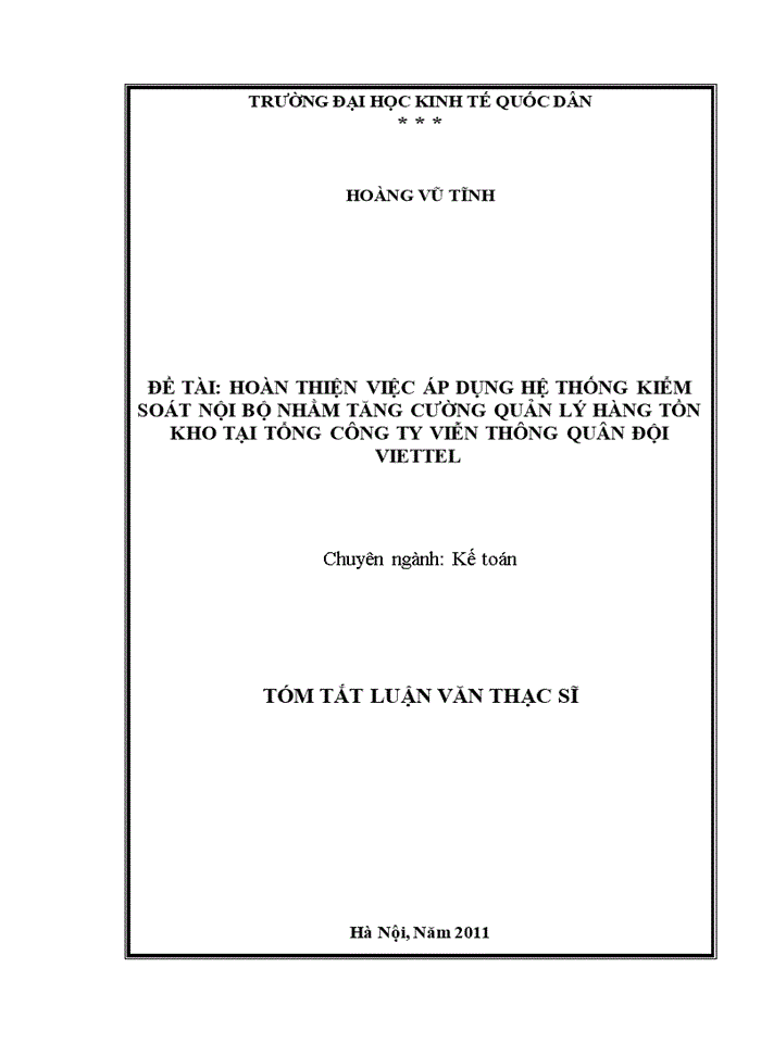 image for page Hoàn thiện việc áp dụng hệ thống kiểm soát nội bộ nhằm tăng cường quản lý hàng tồn kho tại tổng công ty viễn thông quân đội VIETTEL