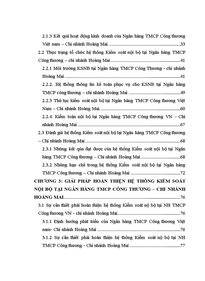 image for page Nghiên cứu lý luận và thực tiễn về hệ thống Kiểm soát nội bộ của Ngân hàng TMCP Công thương Việt Nam - Chi nhánh Hoàng Mai