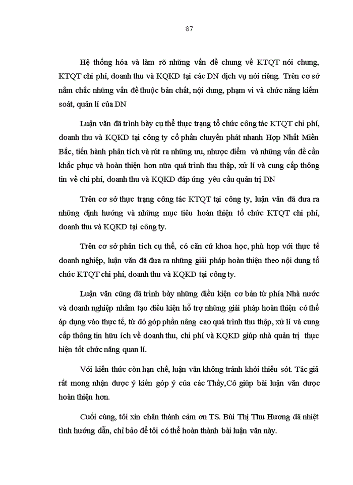 image for page Hoàn thiện kế toán quản trị chi phí, doanh thu và kết quả kinh doanh tại công ty cổ phần chuyển phát nhanh Hợp Nhất miền Bắc
