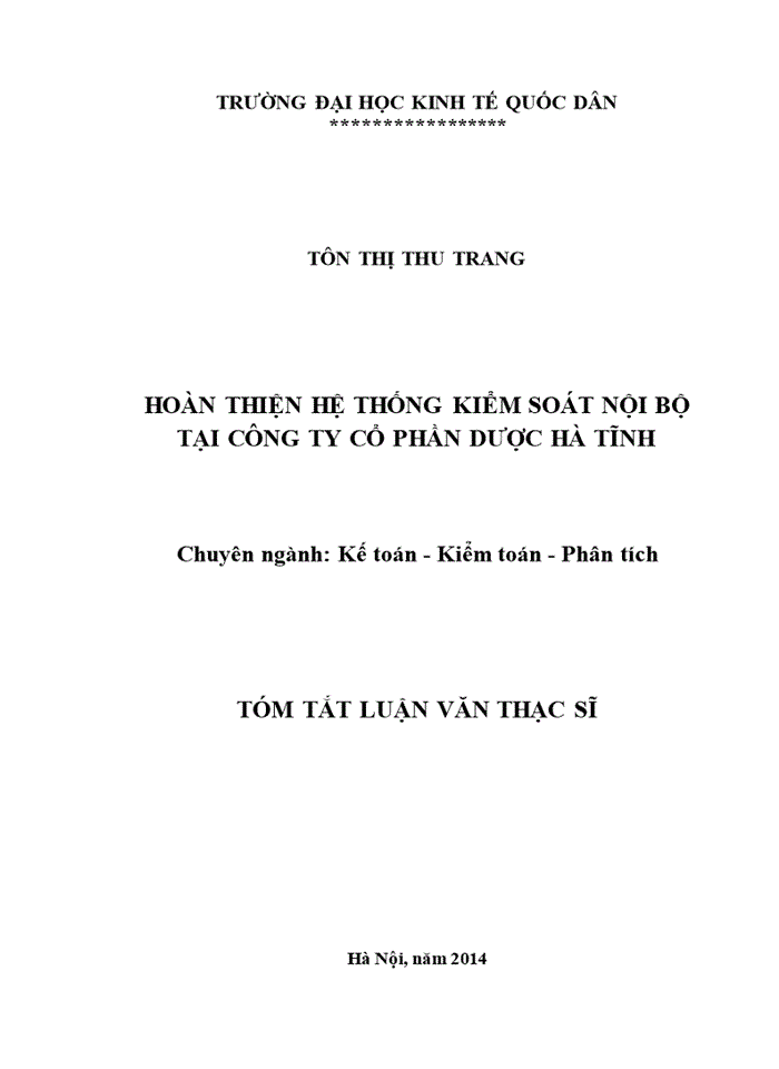 image for page Hoàn thiện hệ thống kiểm soát nội bộ tại công ty cổ phần dược hà tĩnh