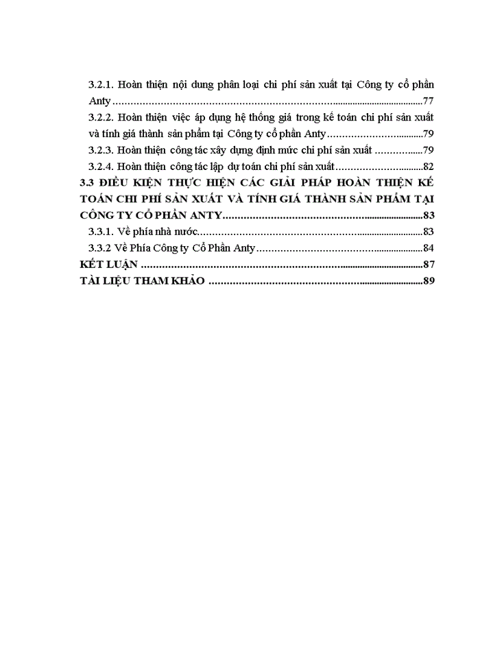 Hoàn thiện kế toán chi phí sản xuất và tính giá thành sản phẩm tại công ty cổ phần anty
