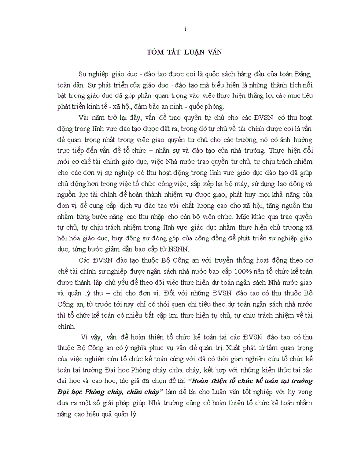 image for page Hoàn thiện tổ chức kế toán tại trường đại học phòng cháy, chữa cháy