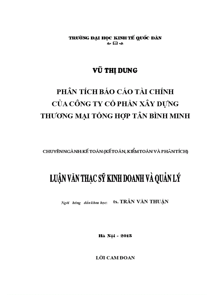 Phân tích báo cáo tài chính của công ty cổ phần xây dựng thương mại tổng hợp tân bình minh