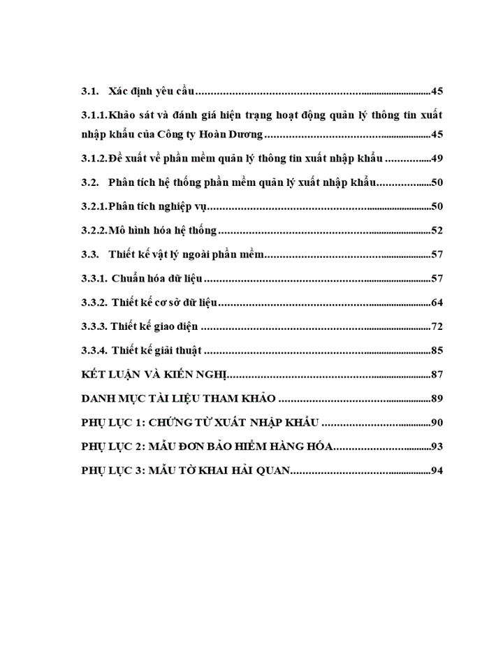 Phân tích và thiết kế phần mềm quản lý thông tin xuất nhập khẩu tại công ty cổ phần sản xuất và thương mại hoàn dương