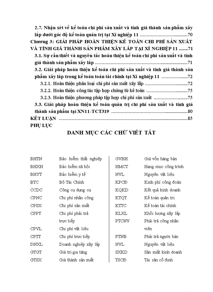 Hoàn thiện kế toán chi phí sản xuất và tính giá thành sản phẩm tại Xí nghiệp 11- Tổng Công ty 319