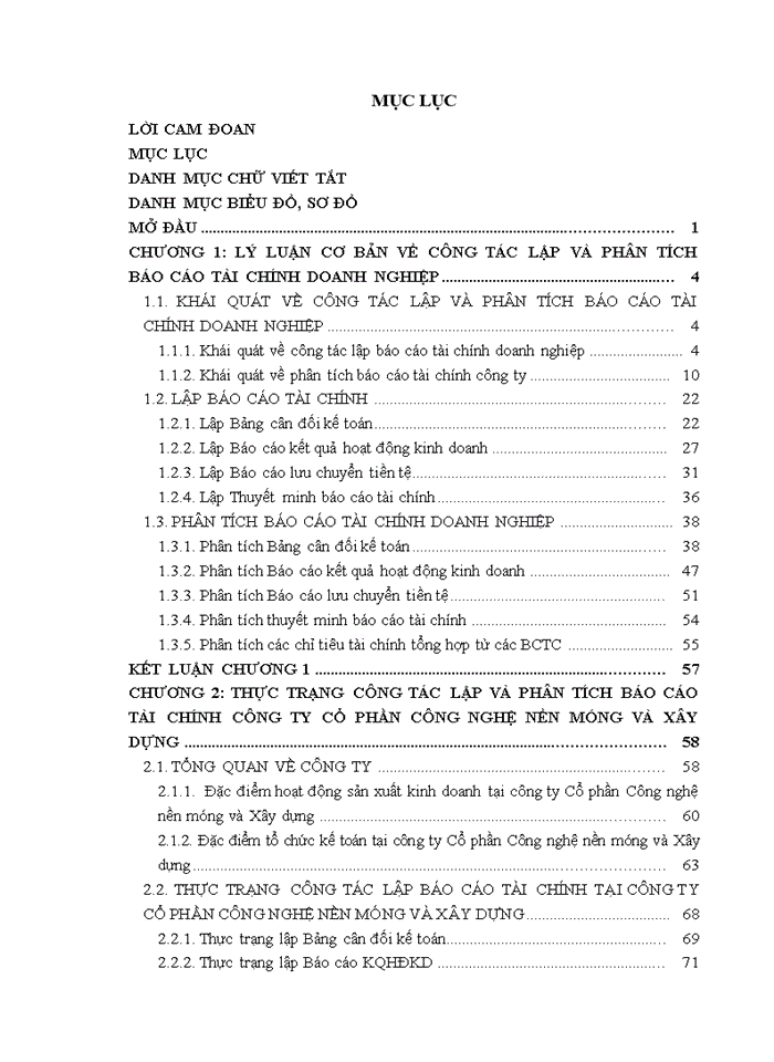 Hoàn thiện công tác lập và phân tích báo cáo tài chính tại công ty cổ phần công nghệ nền móng và xây dựng