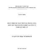 Hoàn thiện kế toán thuế giá trị gia tăng, thuế thu nhập doanh nghiệp tại công tytnhh mtv hiếu từ