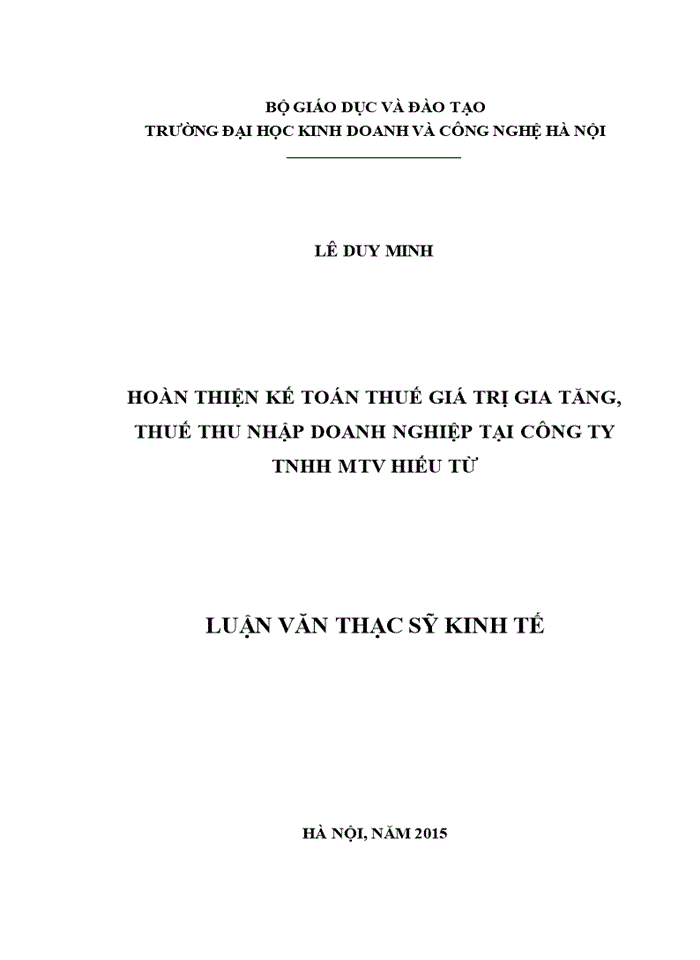image for page Hoàn thiện kế toán thuế giá trị gia tăng, thuế thu nhập doanh nghiệp tại công tytnhh mtv hiếu từ