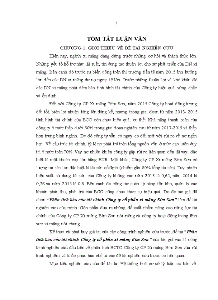 image for page Phân tích báo cáo tài chính công ty cổ phần xi măng bỉm sơn
