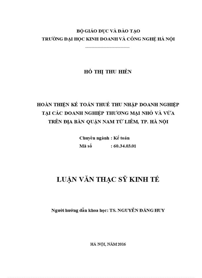 image for page Hoàn thiện kế toán thuế thu nhập doanh nghiệp tại các doanh nghiệp thương mại nhỏ và vừa trên địa bàn quận NAM TỪ LIÊM, tp. HÀ NỘI