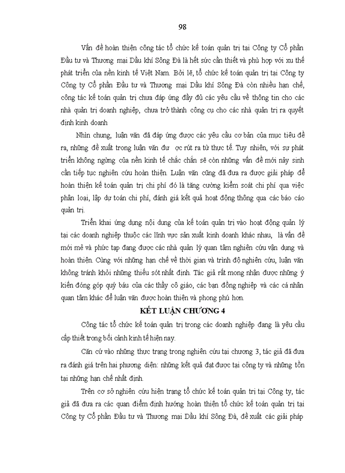 image for page Tổ chức công tác kế toán quản trị tại công ty cổ phần đầu tư và thương mại dầu khí sông đà