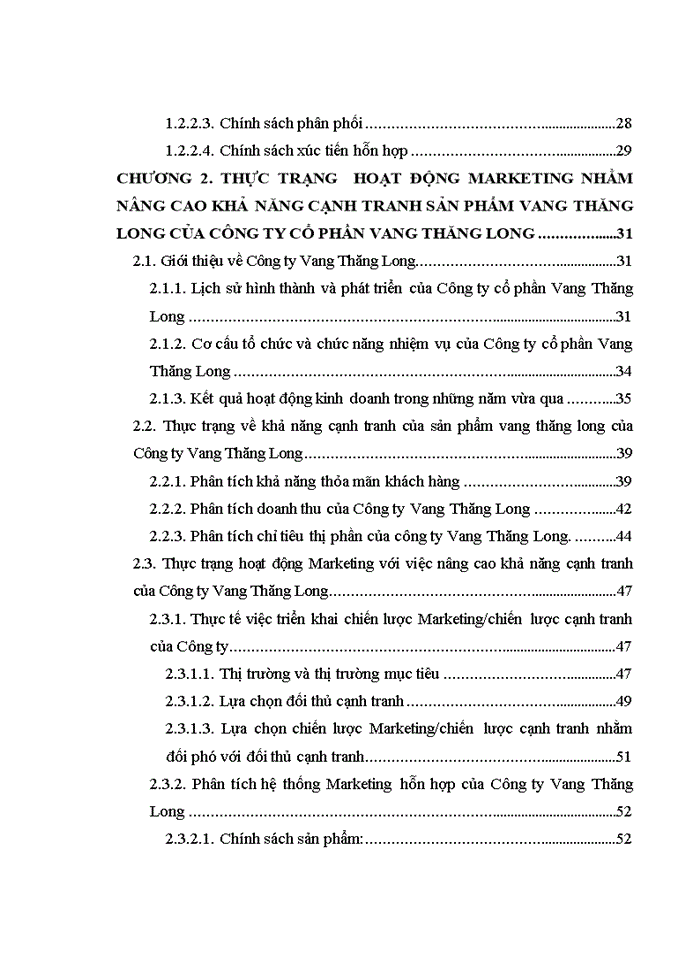 Các giải pháp Marketing nhằm nâng cao khả năng cạnh tranh cho  sản phẩm vang thăng long của Công ty cổ phần Vang Thăng Long
