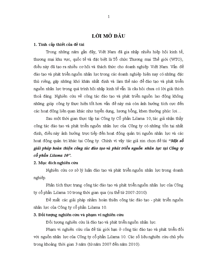 image for page Một số giải pháp hoàn thiện công tác đào tạo và phát triển nguồn nhân lực tại Công ty cổ phần Lilama 10