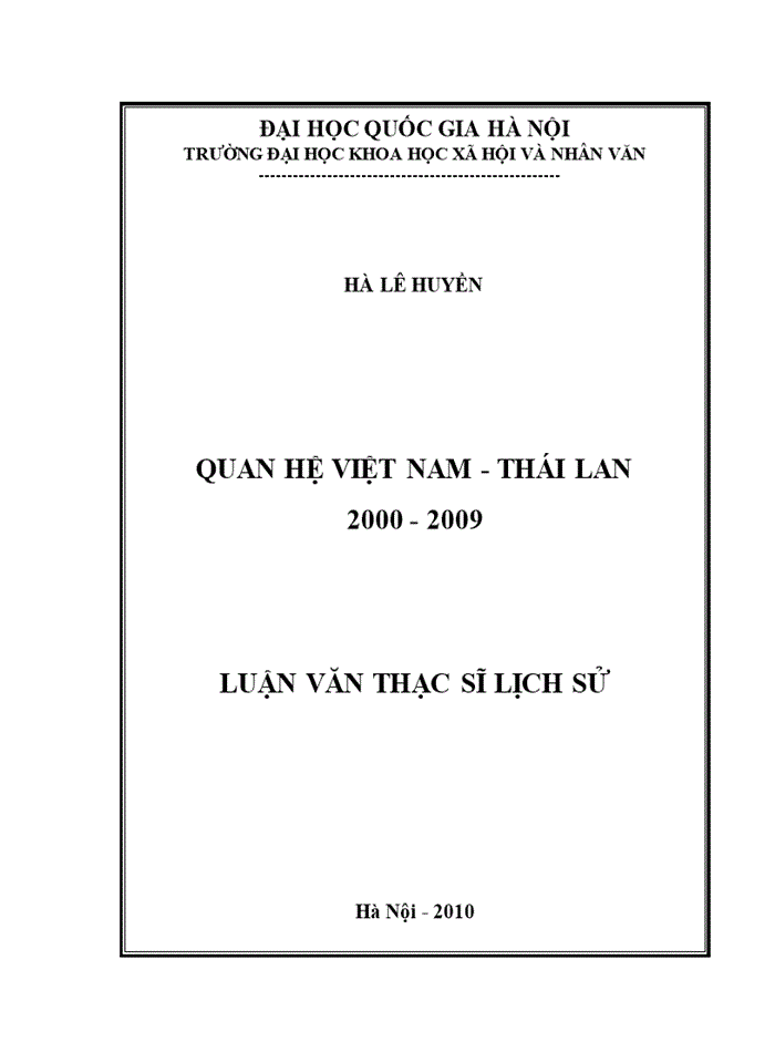 Quan hệ VIỆT NAM - THÁI LAN 2000 - 2009