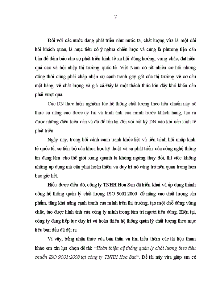 image for page Hoàn thiện hệ thống quản lý chất lượng theo tiêu chuẩn ISO 9001:2008 tại công ty TNHH Hoa San
