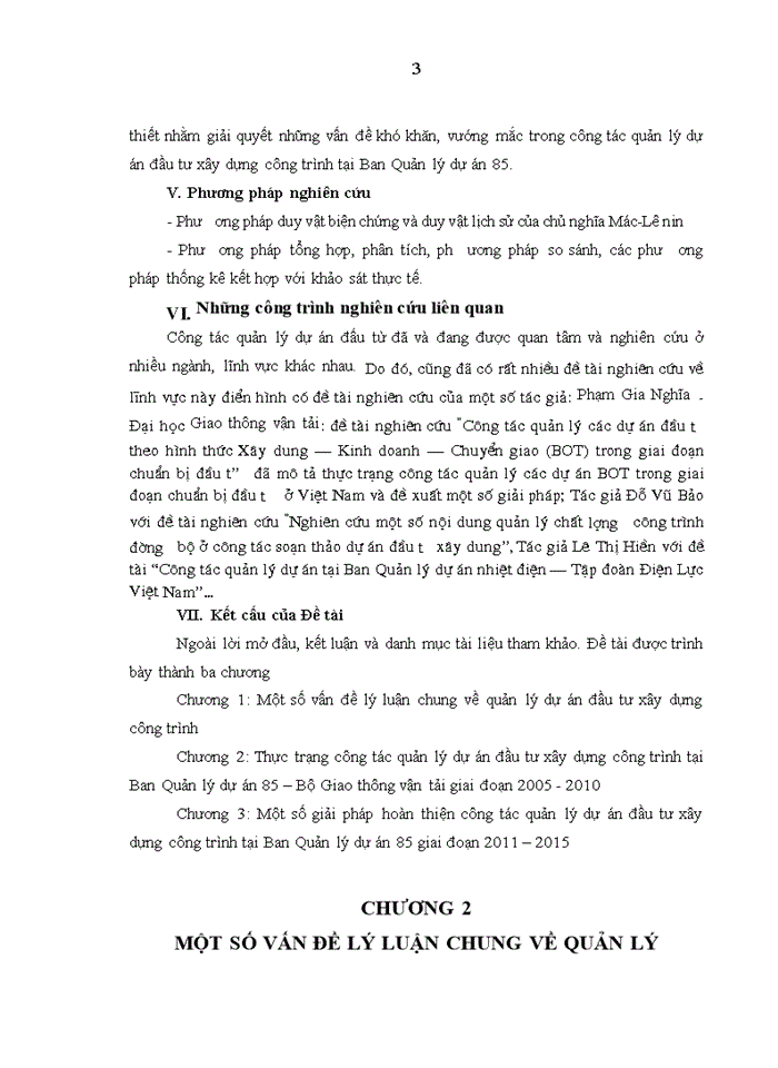image for page Công tác quản lý dự án đầu tư xây dựng công trình tại Ban Quản lý dự án 85, Bộ Giao thông vận tải giai đoạn 2010-2015