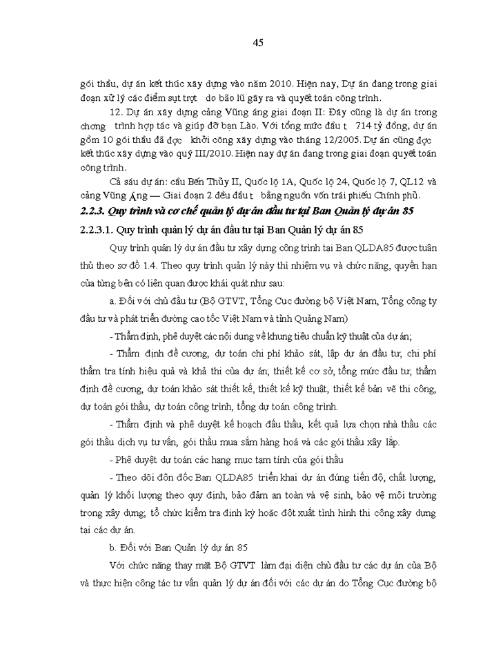 image for page Công tác quản lý dự án đầu tư xây dựng công trình tại Ban Quản lý dự án 85, Bộ Giao thông vận tải giai đoạn 2010-2015