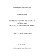 Các yếu tố tác động đến giá nhà ở trên địa bàn quận Hải An, thành phố Hải Phòng