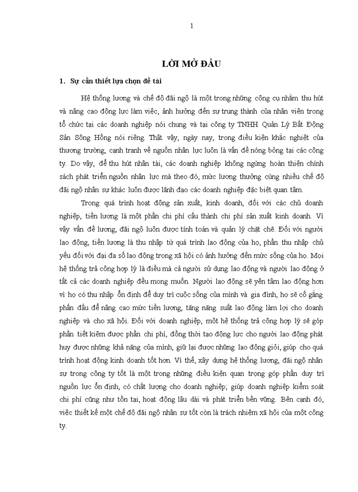 image for page Xây dựng hệ thống lương và các chế độ đãi ngộ nhân sự tại công ty TNHH Quản Lý Bất Động Sản Sông Hồng
