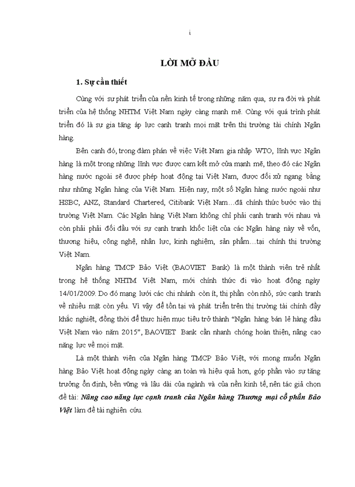 image for page Nâng cao năng lực cạnh tranh của Ngân hàng Thương mại cổ phần Bảo Việt