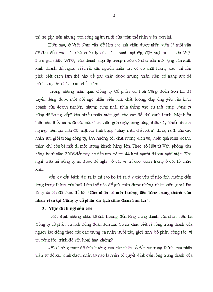 image for page Các nhân tố ảnh hưởng đến lòng trung thành của nhân viên tại Công ty cổ phần du lịch công đoàn Sơn La
