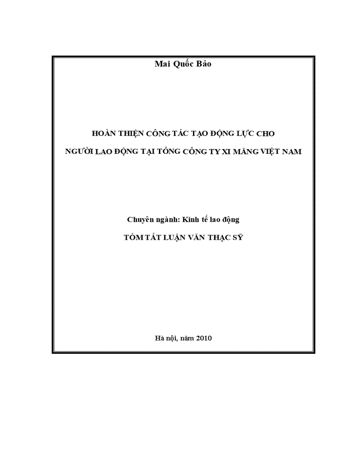 image for page Hoàn thiện công tác tạo động lực cho người lao động tại tổng công ty xi măng việt nam