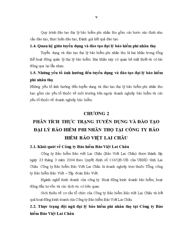 image for page Hoàn thiện công tác tuyển dụng  và đào tạo đại lý bảo hiểm phi nhân thọ tại công ty bảo hiểm bảo việt lai châu