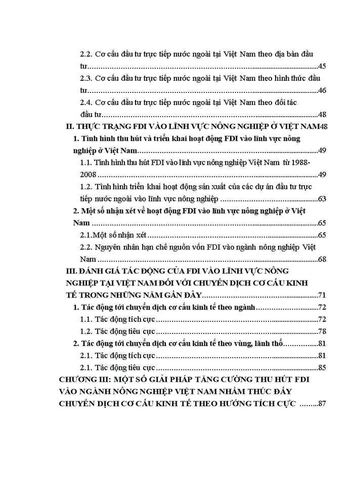 Thu hút fdi vào lĩnh vực nông nghiệp tại việt nam trong bối cảnh chuyển dịch cơ cấu nền kinh tế