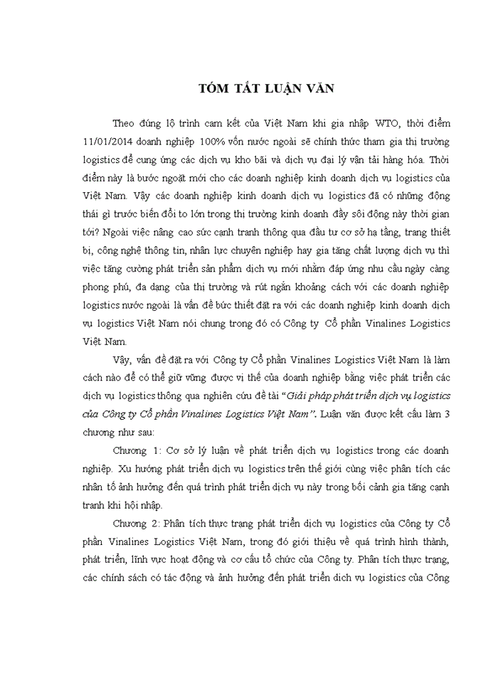 image for page Giải pháp phát triển dịch vụ logistics của công ty cổ phần vinalines logistics việt nam