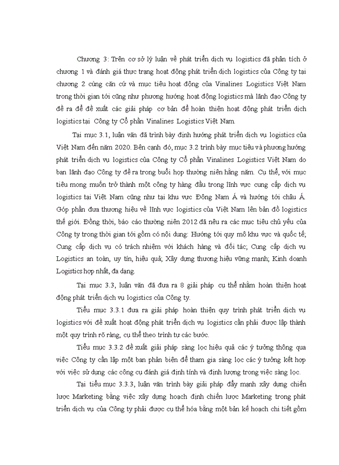 image for page Giải pháp phát triển dịch vụ logistics của công ty cổ phần vinalines logistics việt nam