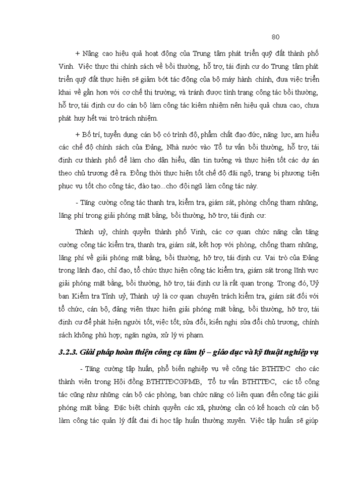 image for page Hoàn thiện các công cụ chính sách bồi thường, hỗ trợ, tái định cư khi Nhà nước thu hồi đất trên địa bàn thành phố Vinh, tỉnh Nghệ An