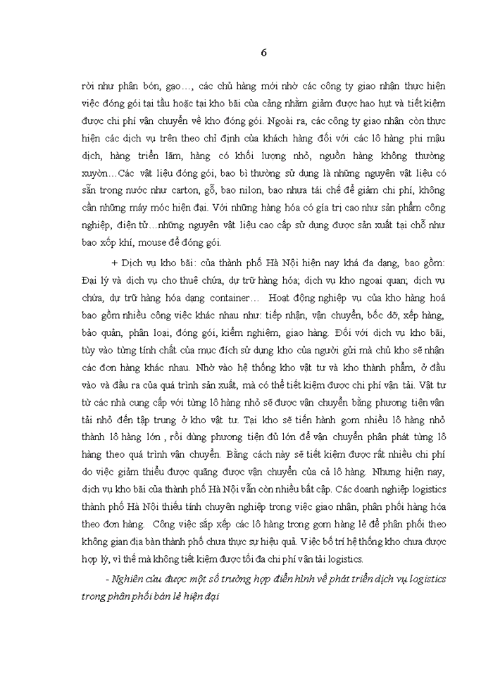 image for page Phát triển dịch vụ logistics trong hệ thống phân phối bán lẻ hiện đại trên địa bàn thành phố HÀ NỘI