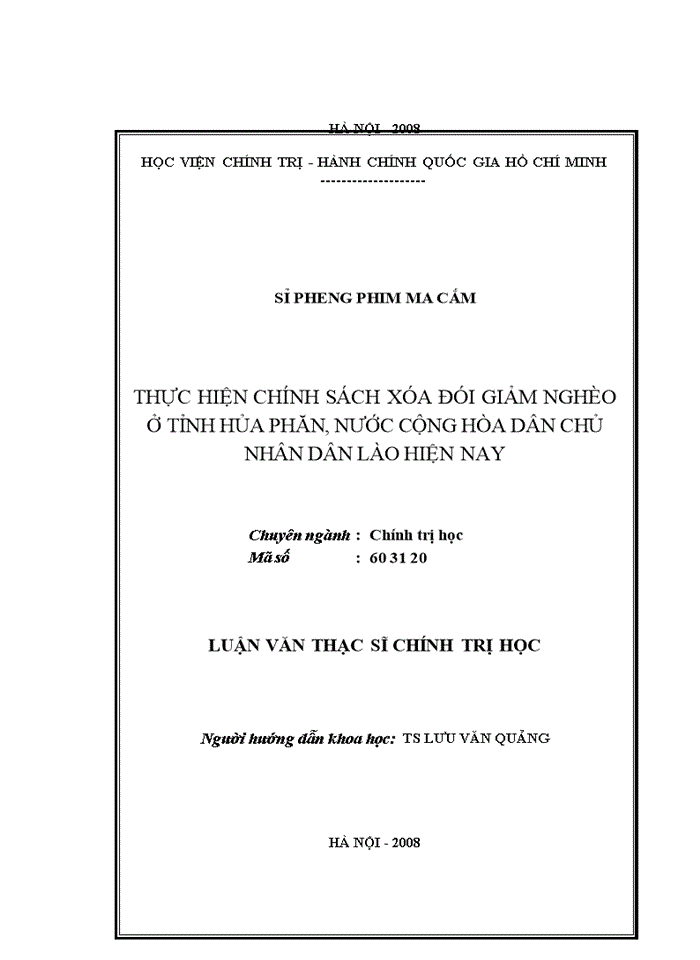 image for page Thực hiện chính sách xóa đói giảm nghèo ở tỉnh Hủa Phăn, nước Cộng hòa Dân chủ Nhân dân Lào hiện nay
