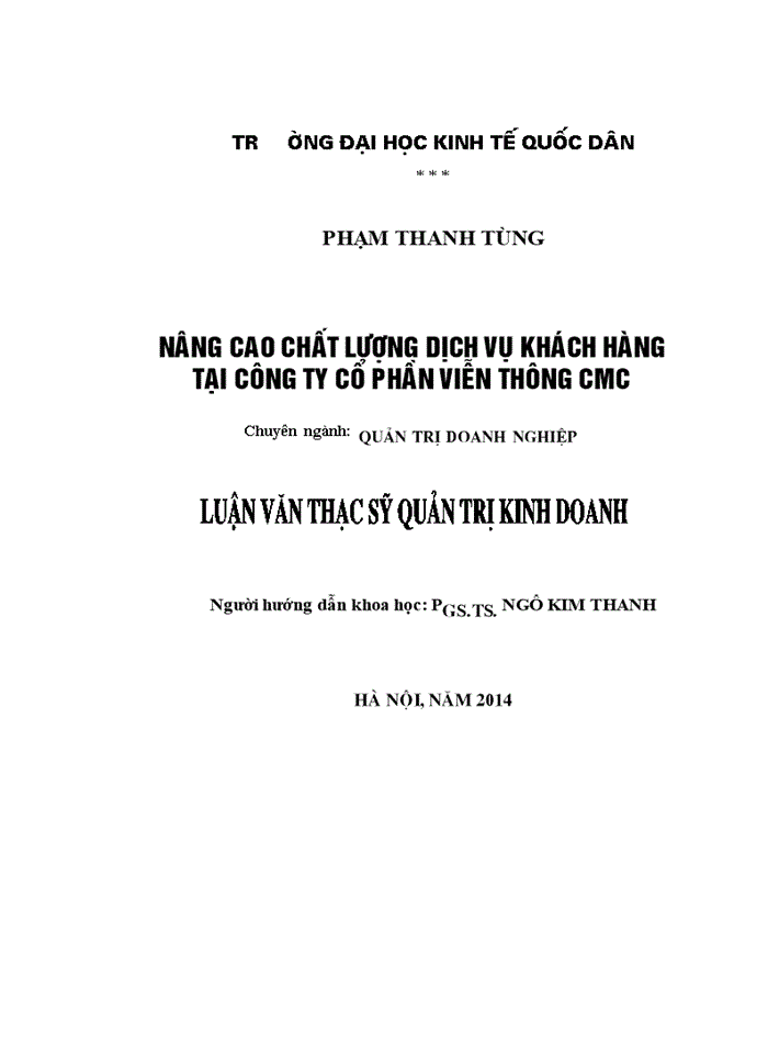 Nâng cao chất lượng dịch vụ khách hàng tại công ty cổ phần viễn thông CMC