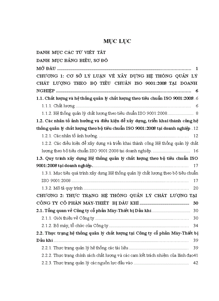 Xây dựng hệ thống quản lý chất lượng theo bộ tiêu chuẩn ISO 9001:2008 tại công ty CP MÁY-THIẾT BỊ DẦU KHÍ