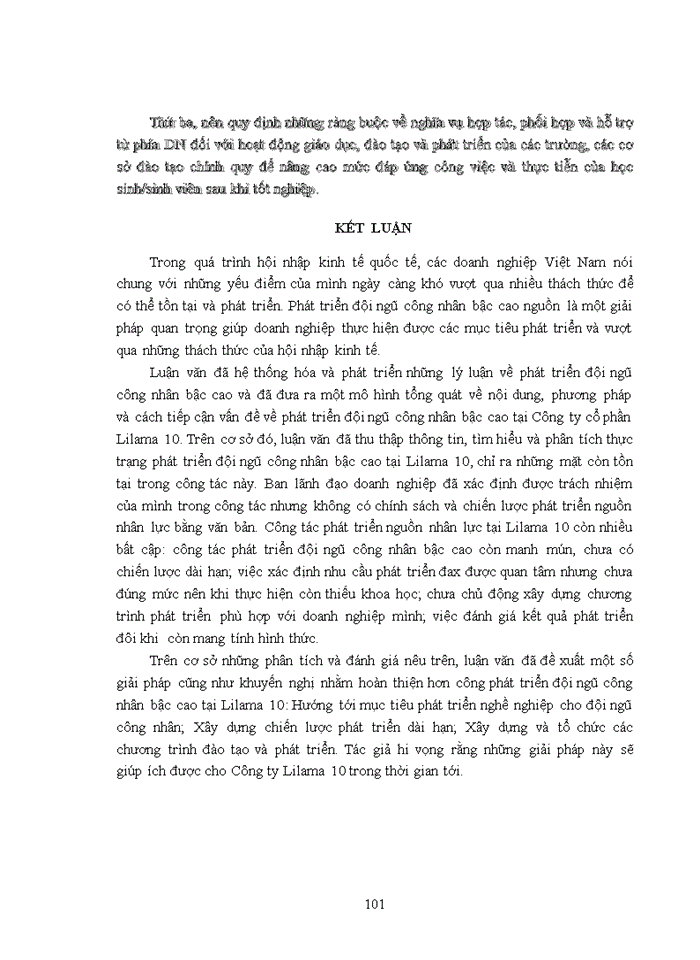image for page Một số giải pháp hoàn thiện công tác đào tạo và phát triển nguồn nhân lực tại Công ty cổ phần Lilama 10