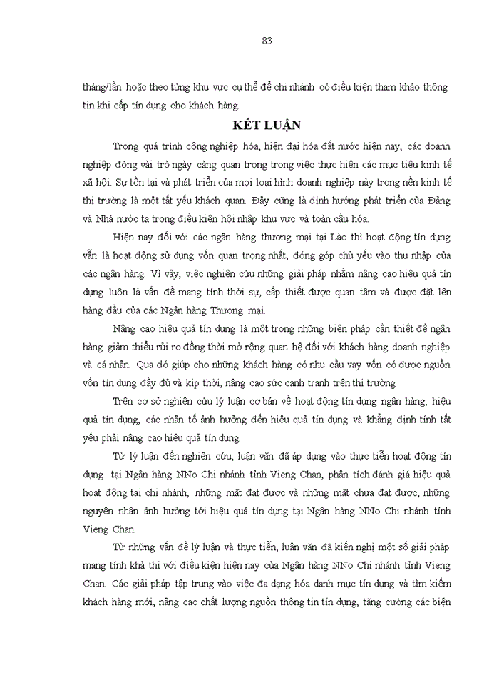 image for page Nâng cao hiệu quả tín dụng tại ngân hàng nông nghiệp - chi nhánh tỉnh VIENG CHAN