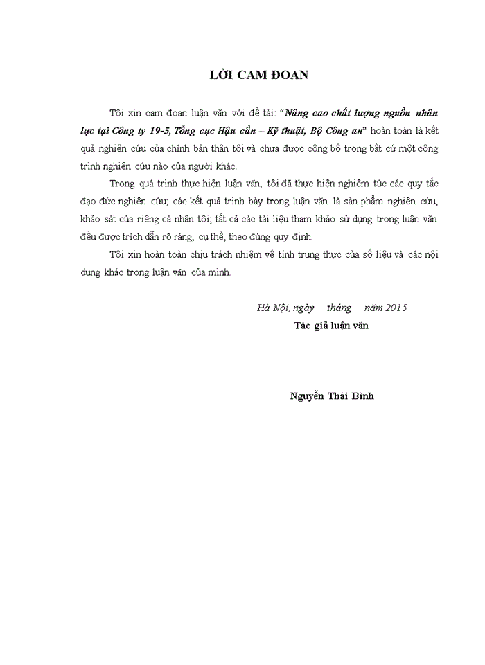 image for page Nâng cao chất lượng nguồn nhân lực tại Công ty 19-5, Tổng cục Hậu cần – Kỹ thuật, Bộ Công an