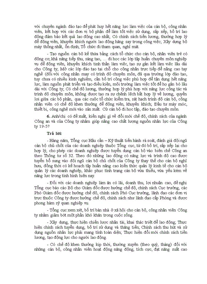 image for page Nâng cao chất lượng nguồn nhân lực tại Công ty 19-5, Tổng cục Hậu cần – Kỹ thuật, Bộ Công an
