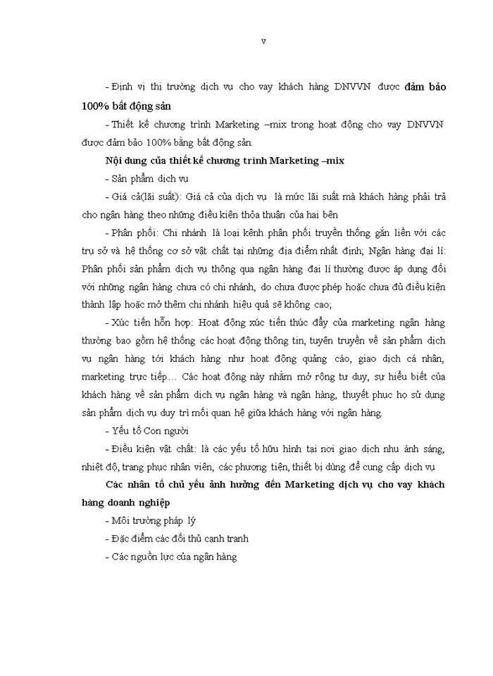 image for page Marketing dịch vụ cho vay khách hàng doanh nghiệp vừa và nhỏ (DNVVN) được đảm bảo 100% bằng bất động sản tại Ngân hàng TMCP Việt Nam Thịnh Vượng(VPBank)